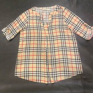 Boutique Nova check plaid pattern rayon top. Women’s small.